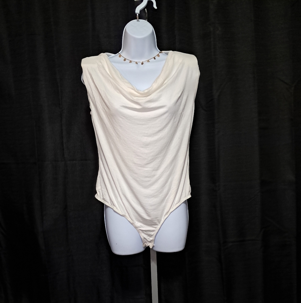 White Draped Bodysuit